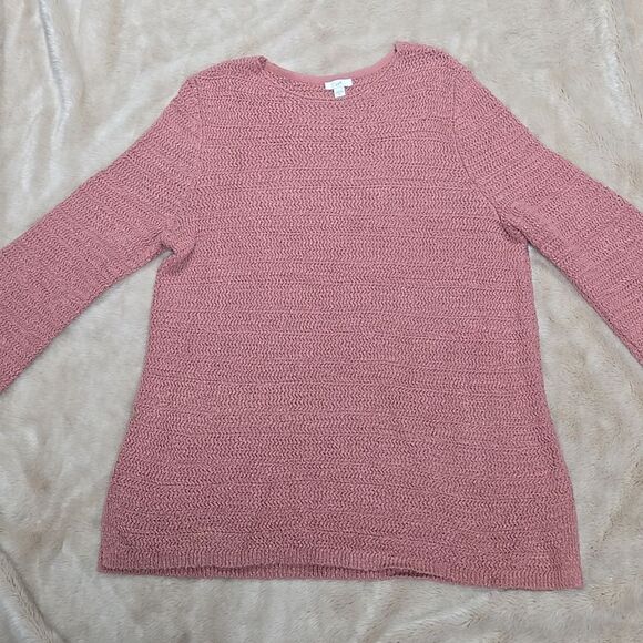 J JILL TEXTURED A-LINE DUSTY PINK SWEATER TUNIC, SIZE XL - Picture 5 of 8